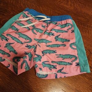Chubbies Swim Trunks Mens Small Pink Alligator Print Mesh Removed Preppy